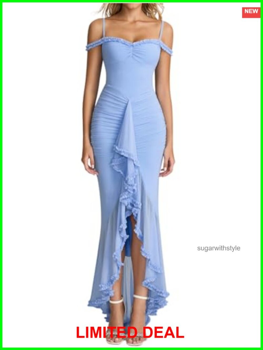 Women Ruffle Bodycon Maxi Formal Cocktail Wedding Guest Dress